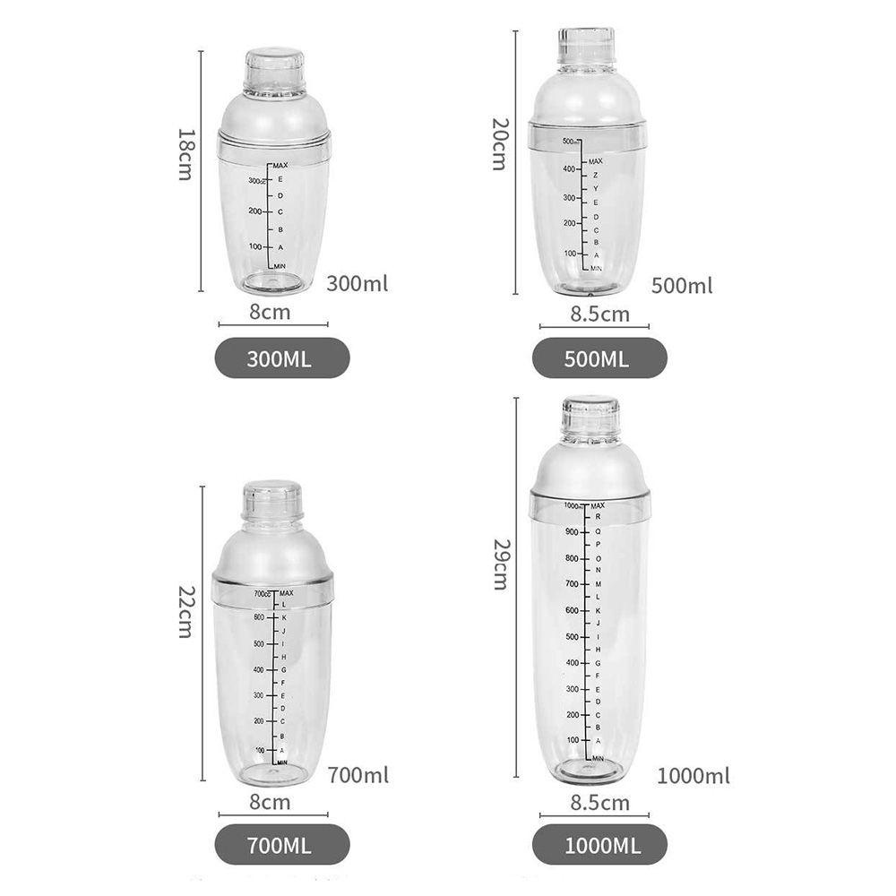 Bình Lắc Pha Chế Cocktail Bằng Nhựa Trong Suốt 300/500/700/1000ml