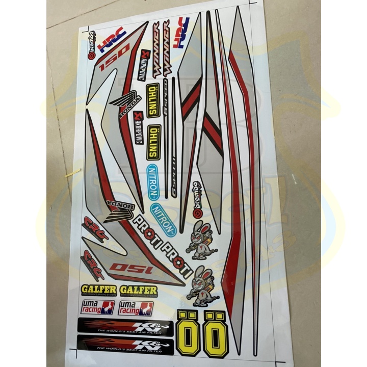 ( Quí khách vui lòng mang ra tiệm cho thợ dán ) Tem xe winner v1 mẫu zin đỏ đen