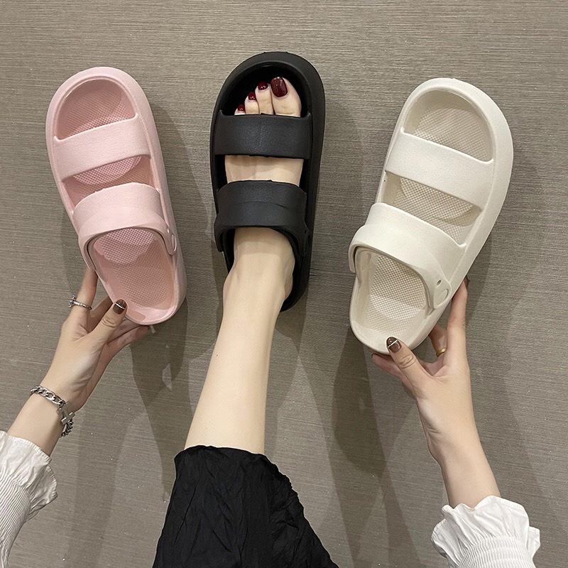 DÉP SANDAL NỮ EVA 2 QUAI NGANG NÂNG ĐẾ 3CM ĐI MƯA CHỐNG TRƠN D46