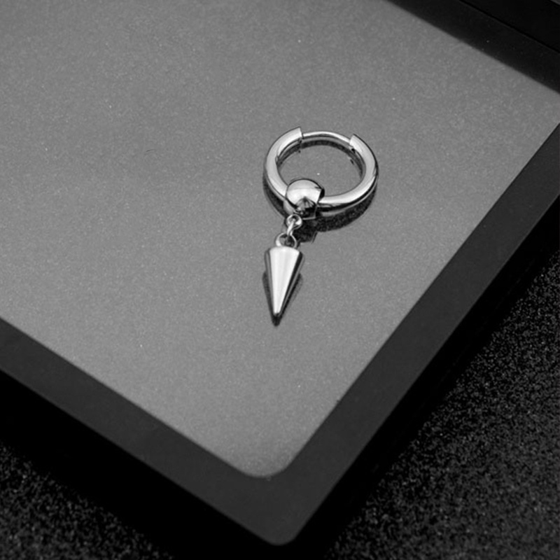 Khuyên tai Rinhoo bằng thép không gỉ tròn đính hạt ngọc trai giả sành điệu cho nam