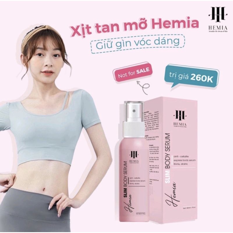 Xịt Tan Mỡ Hemia (SLIM BODY SPRAY) Đốt cháy mỡ thừa trên cơ thể, làm săn chắc.