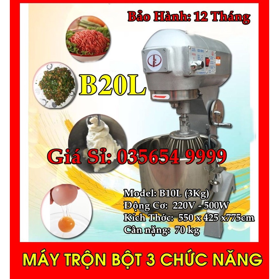 Máy trộn bột, máy nhào bột nếp, bột bánh mỳ, đánh bông trứng, làm bánh gato, loại 20 lít