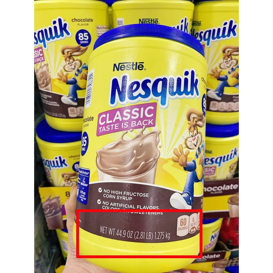 Bột Cacao Nestle Nesquik 1.275kg Của Mỹ ( Mẫu mới )