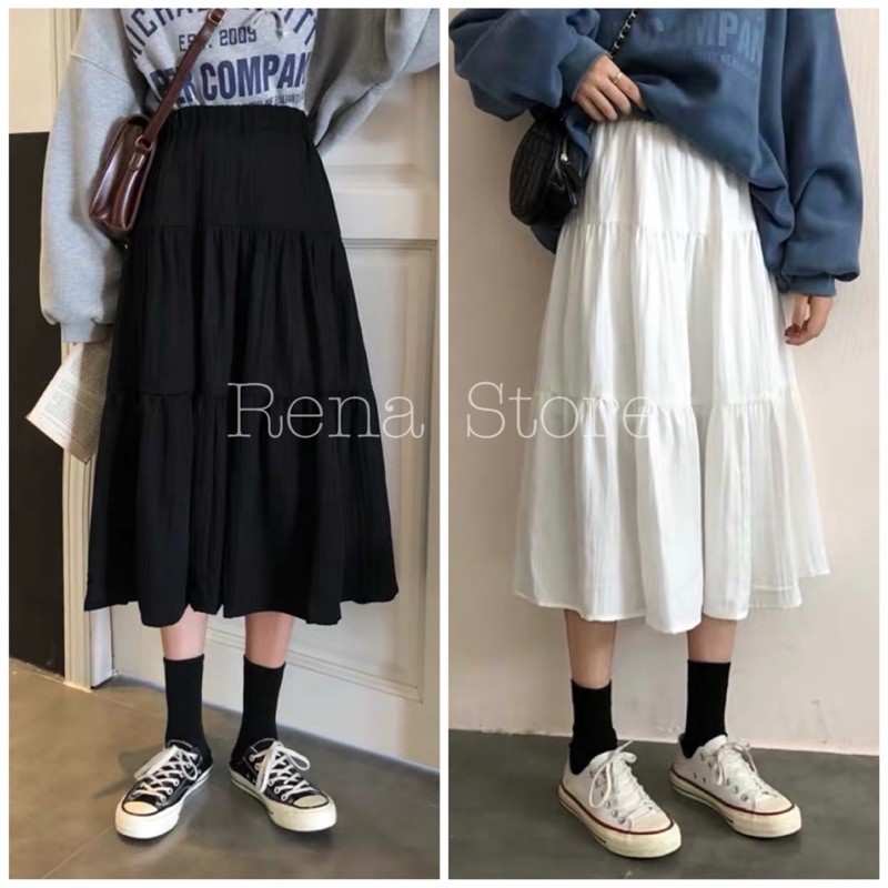 Chân váy dài ❤️Sale❤️ Chân váy nữ Vintage 2 lớp nhiều tầng kiểu dáng ullzang | BigBuy360 - bigbuy360.vn