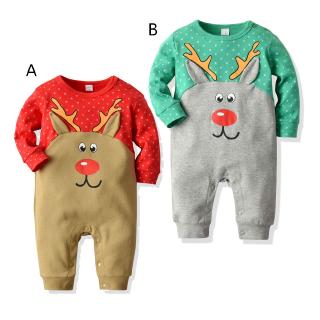 Jumpsuit tay dài hoạ tiết hoạt hình phong cách Giáng sinh cho bé