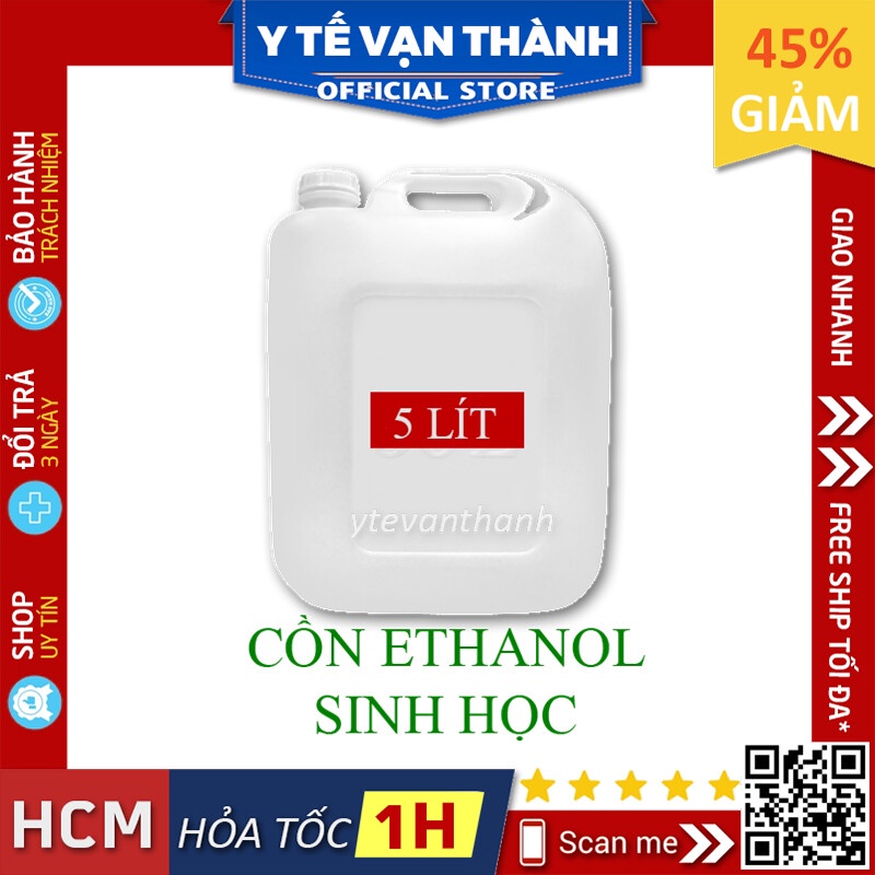 ✅ [ĐỦ ĐỘ] Cồn Sát Trùng Y Tế (Can 5 Lít) Cồn Sinh Học | 70 độ, 90 độ Ethanol Ít Độc, Không Hại Da Tay -VT0024