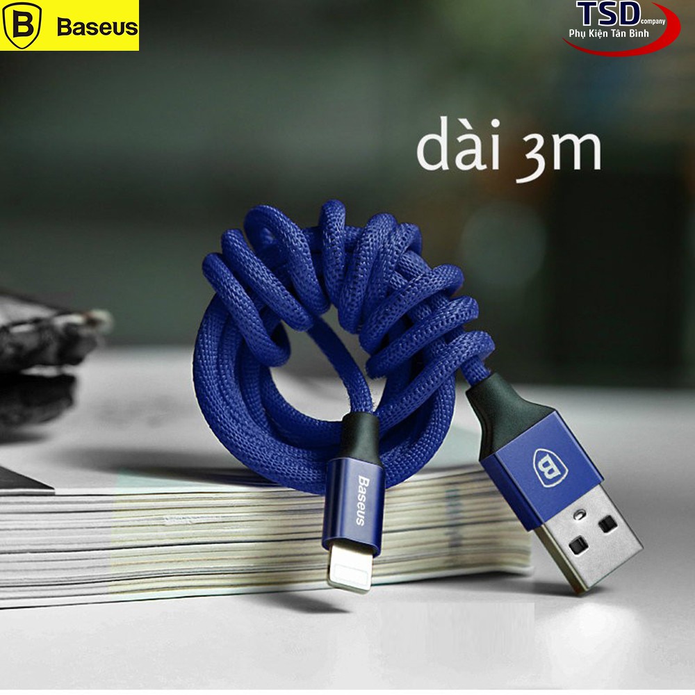 Cáp sạc nhanh iphone dây dù dài 3m Baseus chính hãng