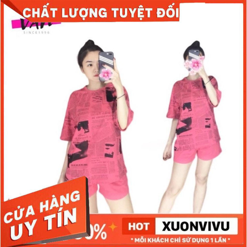 Bộ cộc nữ đẹp 🌸FREESHIP🌸 Bộ Nữ Mặc Ở Nhà In Tờ Báo