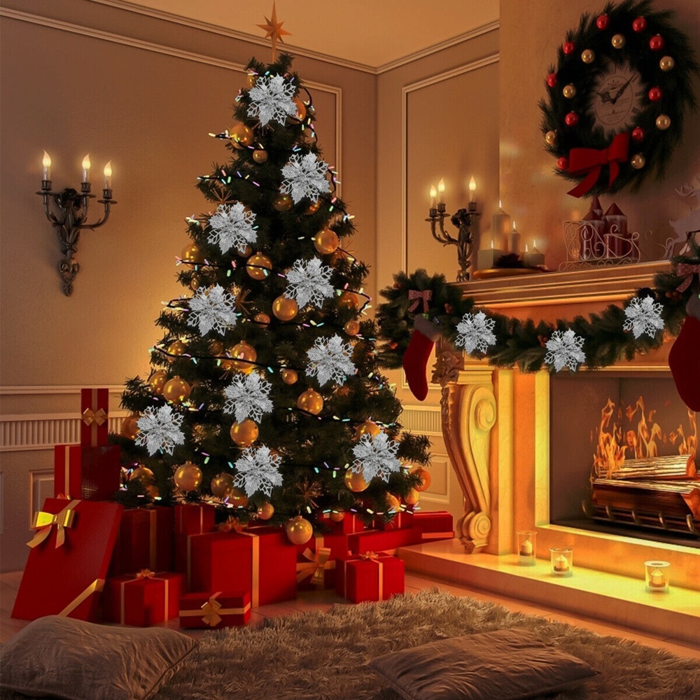 Hoa Nhân Tạo Lấp Lánh Trang Trí Giáng Sinh/ Năm Mới DIY