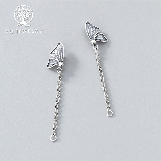 Charm bạc dây bông tai cánh bướm - NQ Jewelry
