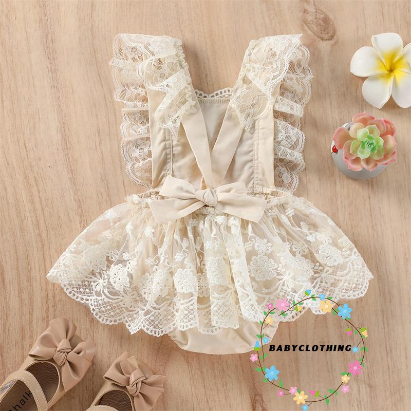 Bộ Áo Liền Quần Kiểu Yếm Phối Ren Thêu Hoa Dễ Thương Thời Trang Mùa Hè Cho Bé Gái