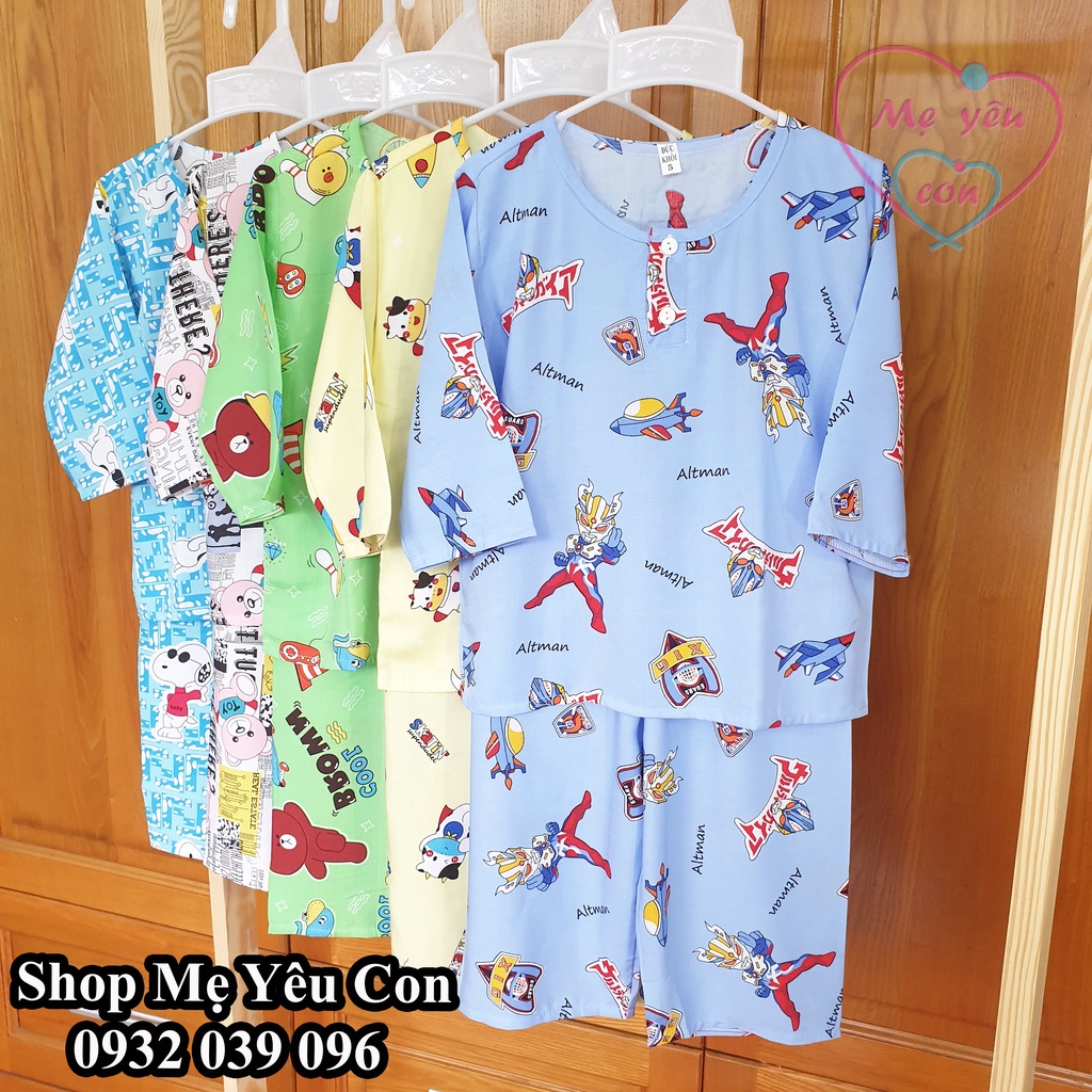 (SIÊU RẺ) Bộ tole (tôn) ngủ dài tay bé trai (4-42kg). Được chọn mẫu. Tole/lanh 2 da loại 1 mềm mịn.