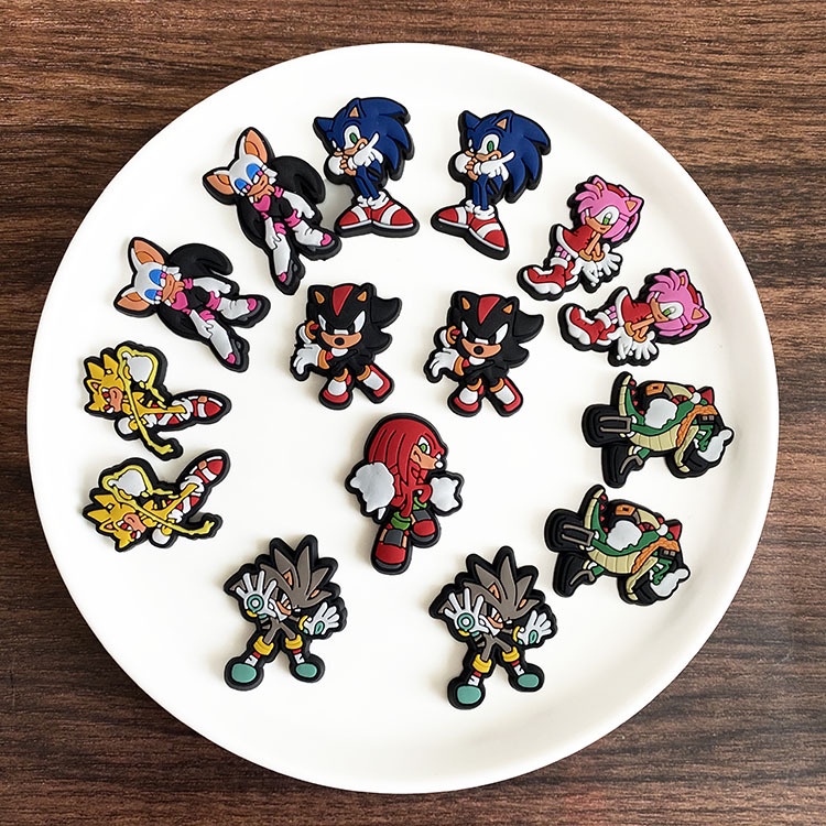 Nút Gắn Dép Khóa Giày Jibbitz, Sticker Nhựa Mềm PVC Hình Sonic
