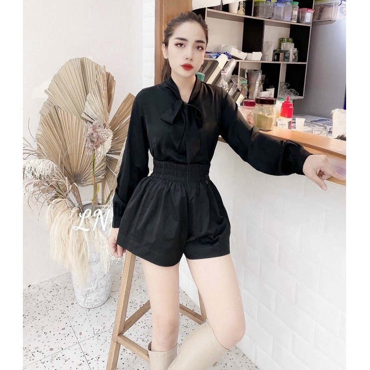 Áo sơ mi lụa công sở cổ nơ nhiều màu