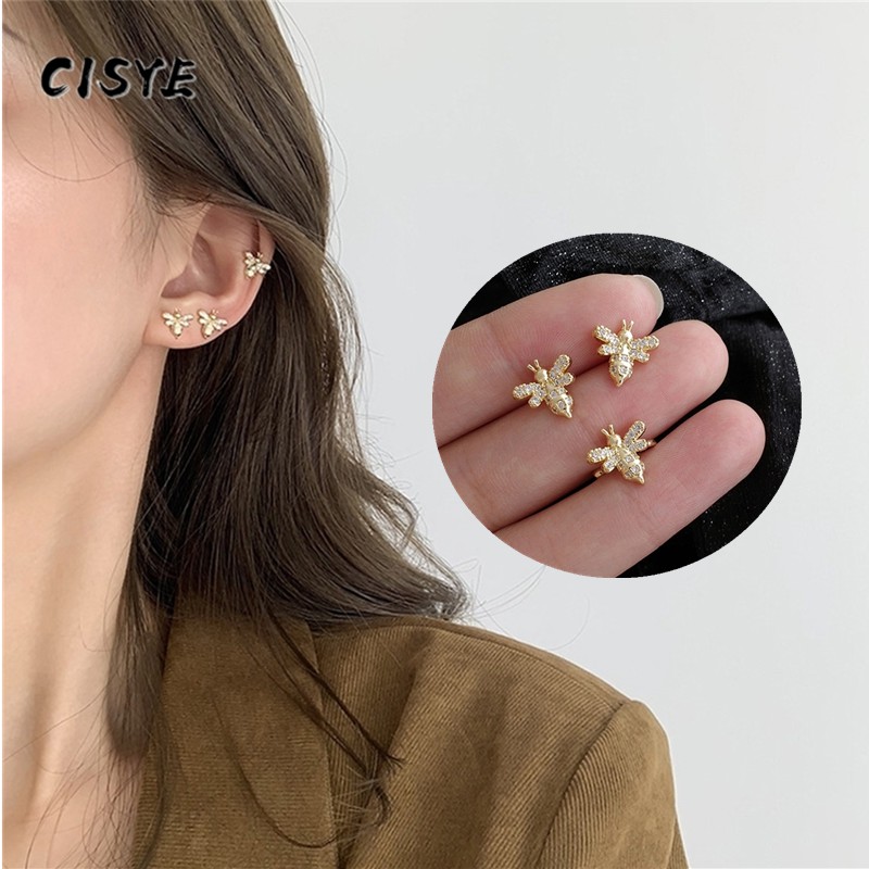 Đôi Khuyên Tai Hình Chú Ong Đính Đá Dễ Thương Cho Nữ