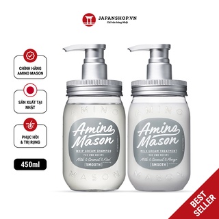 Combo Gội Xả Phục Hồi Hư Tổn Cho Tóc Dầu, Giam Bết Dính Amino Mason 2nd Smooth Nội Địa Nhật Chính Hãng