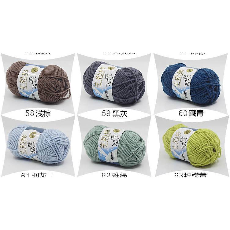 Len milk bò chất liệu cotton, cỡ sợi ~3mm, cuộn 50gr - Bảng màu 54 - Hết