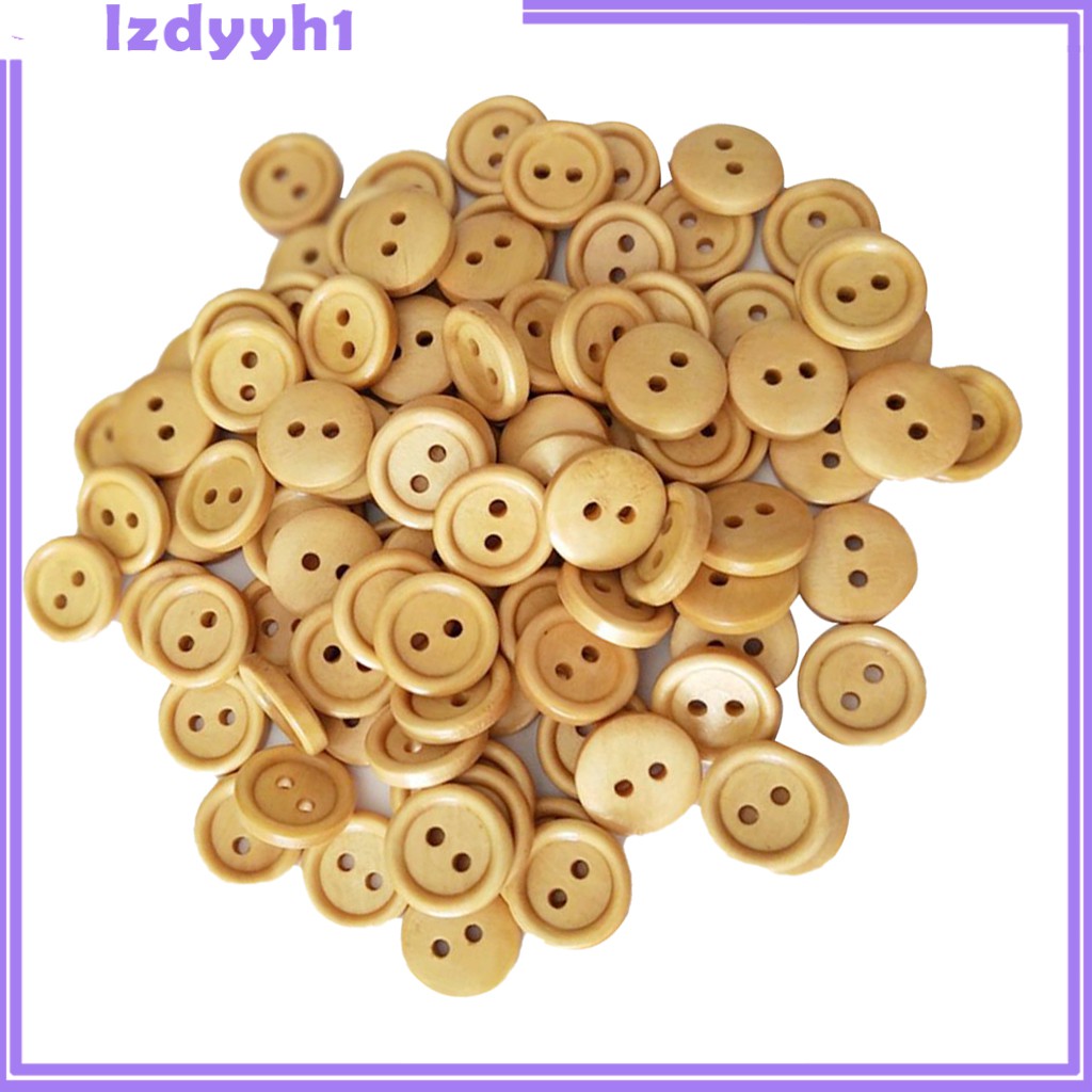 Set 100 Nút Gỗ 2 Lỗ Phong Cách Vintage Dùng Làm Đồ Thủ Công