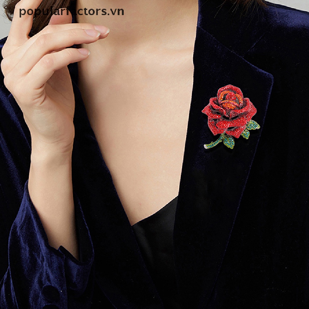 [Phổ Biến] Ghim Cài Áo Hình Hoa Hồng Đỏ Lớn Phong Cách Công Nghiệp Sang Trọng Quà Tặng Cho Phụ Nữ