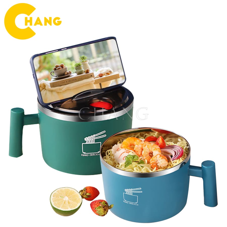Ca Mì Đa Năng , Ca Đựng Cháo Mì Inox Có Tay Cầm Dung Tích 1,2L Tiện Dụng