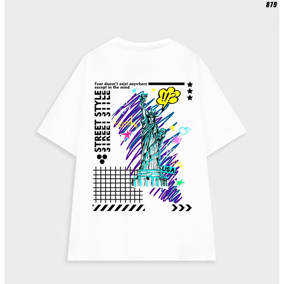 Áo phông unisex form rộng tay lỡ Nam Nữ Tượng nữ thần tự do 879 HY KOREA