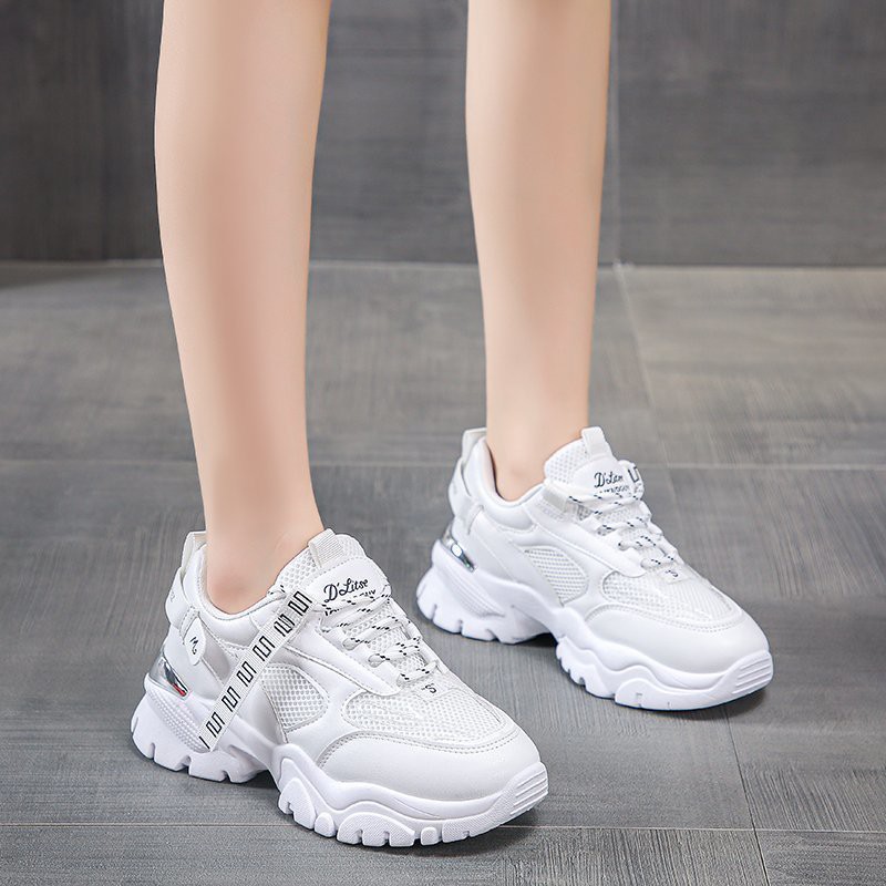 Giày Sneakers Nữ, Giày Thể Thao Nữ Giày Thể Thao Độn Đế Nữ Rong Ye Kiểu Hàn Quốc Siêu Hot Đế Cao 3-4Cm Màu Đen Trắng Đẹp | BigBuy360 - bigbuy360.vn