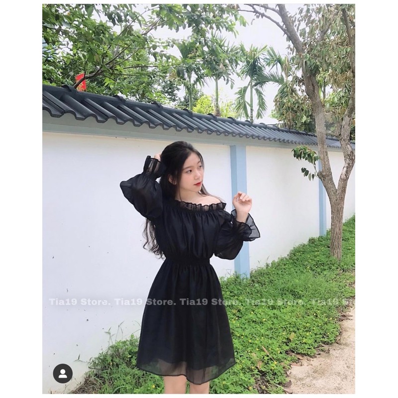 Váy trễ vai bo tay . Đầm trễ vai ( Ảnh Thật Tia19 chụp) | BigBuy360 - bigbuy360.vn