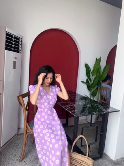 Đầm maxi đắp chéo hoa cúc | BigBuy360 - bigbuy360.vn