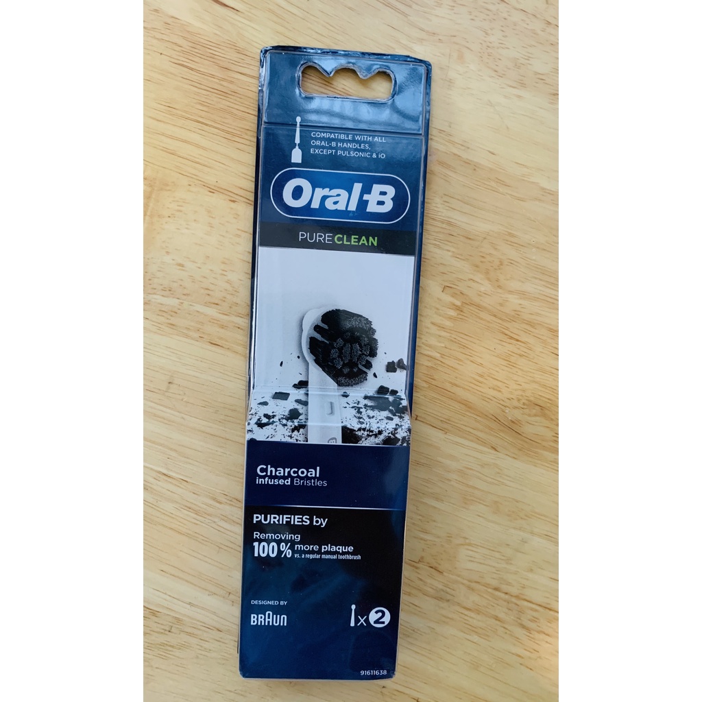 Đầu bàn chải điện Oral B Charcoal than hoạt tính làm trắng răng.Set 2 đầu thay
