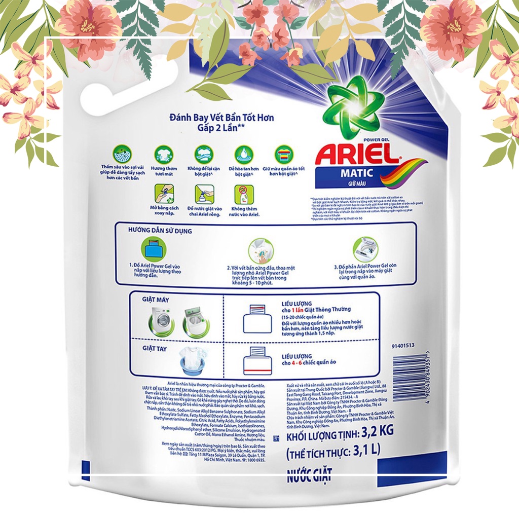 Ariel Matic nước giặt Túi 3.5KG/3.25KG