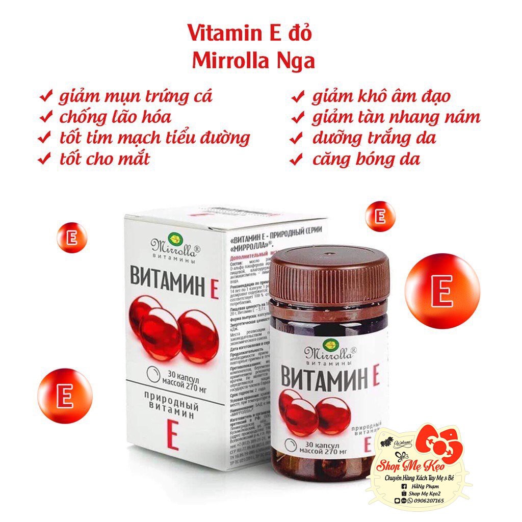 Vitamin E Đỏ Nga 400mg -  270mg/ Thanh Lý Date Tháng 2/2024