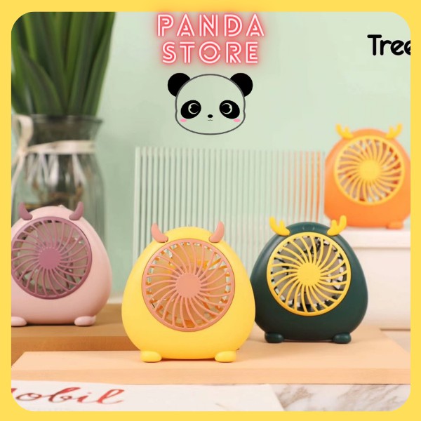 Quạt mini cầm tay sạc điện hình thú cute có đèn tích điện , cổng sạc usb , để bàn đeo cổ.