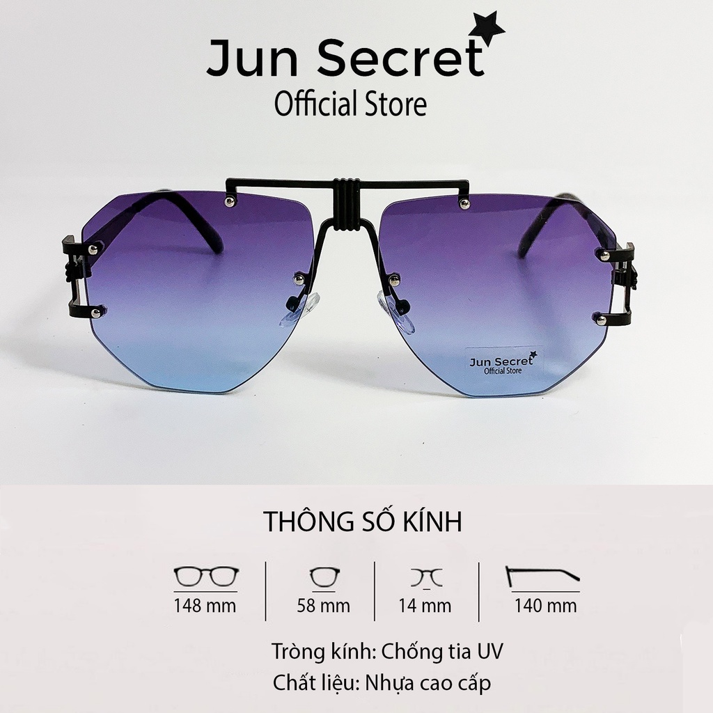 Kính mát nam Jun Secret tròng kính phi công chống tia UV400, gọng viền kim loại độc đáo JS30A21