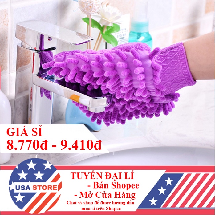 Khăn Bông Kiêm Găng Tay Lau Sàn Nhà Siêu Thấm - Sợi San Hô