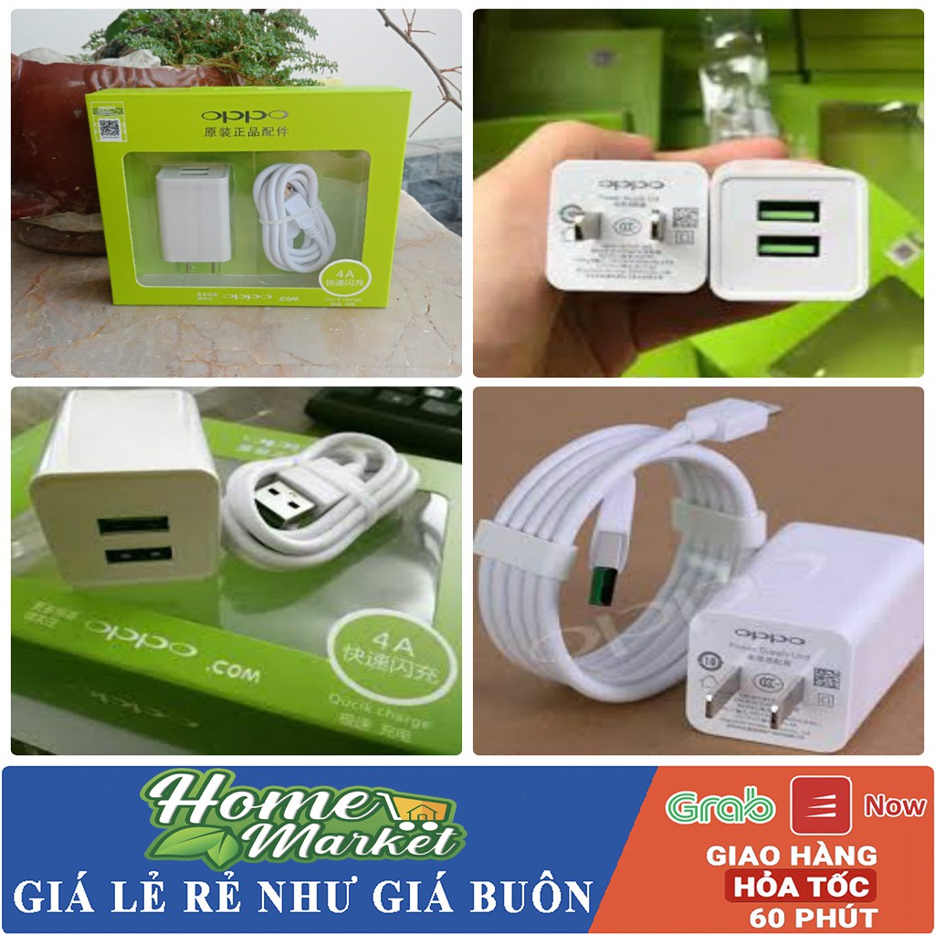 Bộ Củ, Cáp Sạc Oppo 4A có 2 cổng USB tiện dụng hỗ trợ sạc nhanh, Dành Cho Điện Thoại Oppo