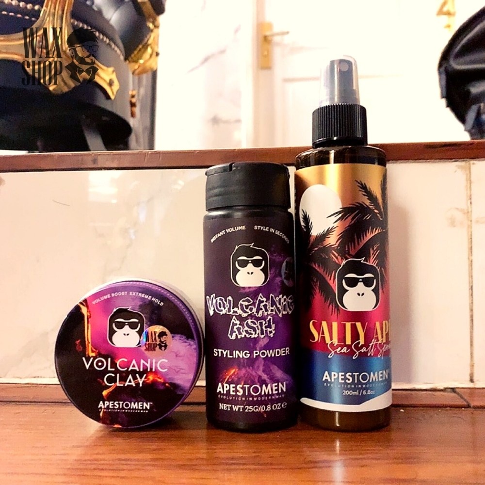 [Combo 3 Bước + Giảm 311K ] Sáp Vuốt Tóc Nam Volcanic Clay + Bột Tạo Phồng Volcanic Ash Styling + Spray Salty Ape