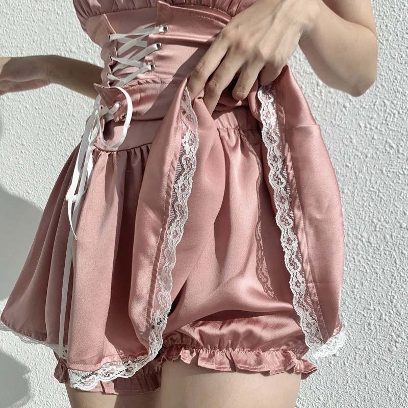 GILL BABY | Đầm váy xoè giả corset kèm quần phối ruy băng tôn dáng đi chơi hẹn hò