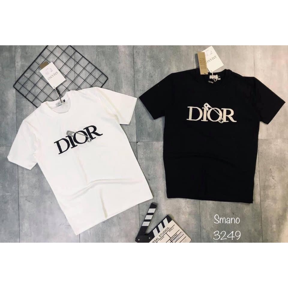 Áo thun nam nữ tay ngắn cổ tròn chất cotton họa tiết Dior thời trang phong cách thấm hút mồ hôi cực tốt