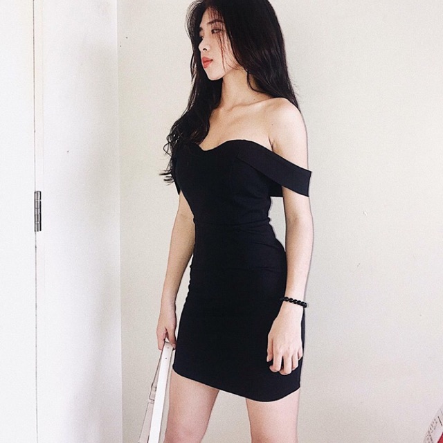 Đầm body thun cúp trễ vai