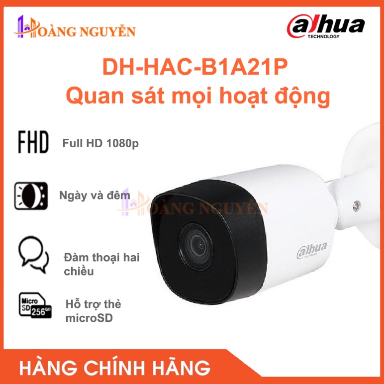 Camera Dahua DH-HAC-B1A21P 2,0MP Công Nghệ Hồng Ngoại 20m Thông Minh Hỗ Trợ Cảm Biến CMOS - Bảo Hành 2 Năm