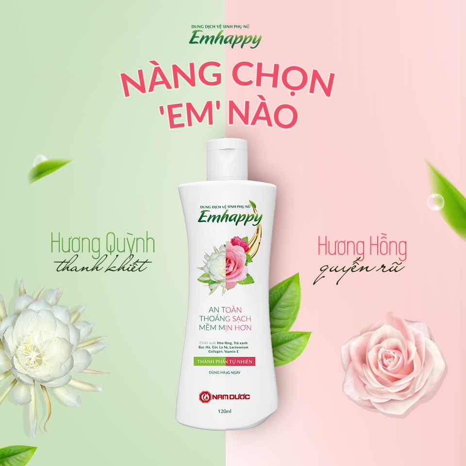 Dung dịch vệ sinh phụ nữ EMHAPPY 120ml - Nam Dược [emhapy, em happy]