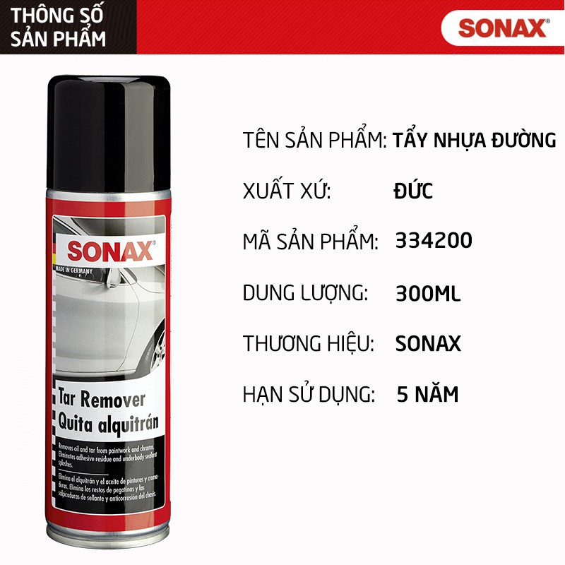 Chai xịt tẩy rửa nhựa đường-SOEASY Sonax Tar Remover loại bỏ dầu nhựa đường bám trên xe SN-334200