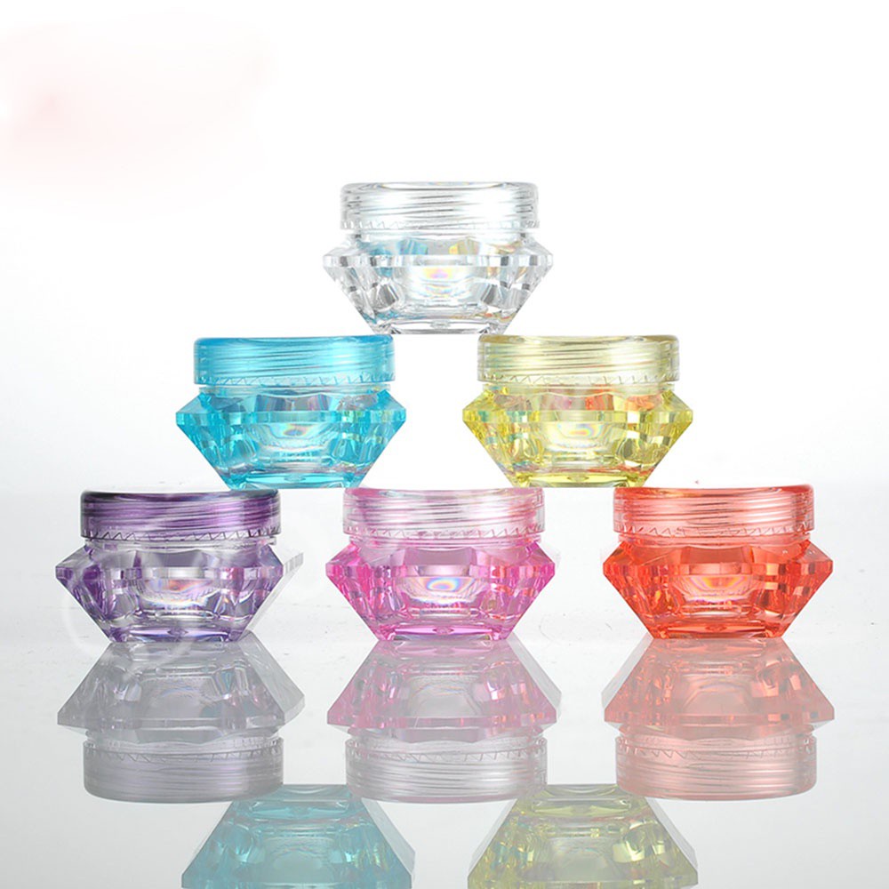 ALISON 5Pcs Randomly Send Cosmetic Container Colorful Balm Makeup Bottle 5G Empty Cosmetic Cream Jar Small Diamond Shape Skin Care Hot Selling Plastic Nail Art Pot