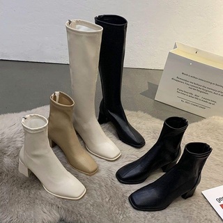 Women with short boots in the summer of 2021, the new square-headed high-heeled Martin online celebrities are hot, fashionable and British-styled.