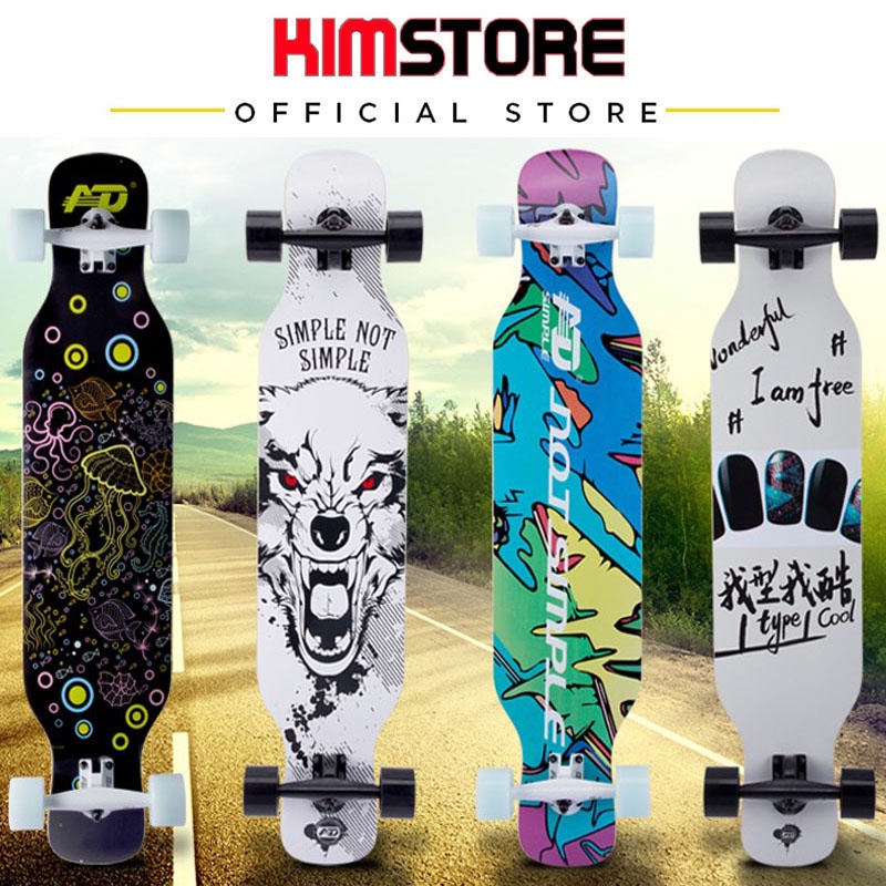 Ván trượt longboard thể thao kích thước dài 107 cm gỗ phong ép 7 lớp