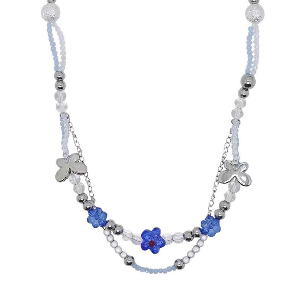 Vòng cổ Chuỗi Hạt Màu Xanh Dương Ngọt Ngào Cho Nữ