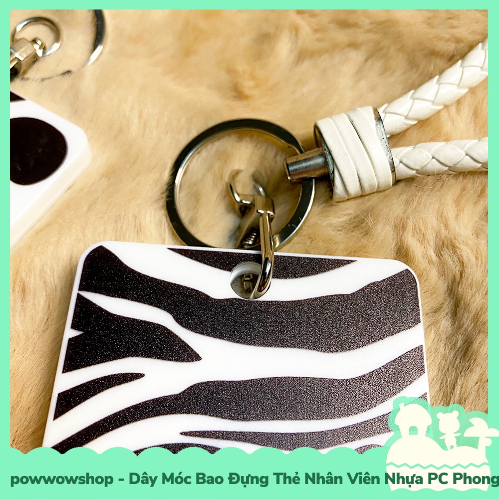 [Sẵn VN - Hỏa Tốc] Dây Móc Bao Đựng Thẻ Nhân Viên Nhựa PC Phong Cách Dairy Cow Bò Sữa &amp; Zebra Ngựa Vằn