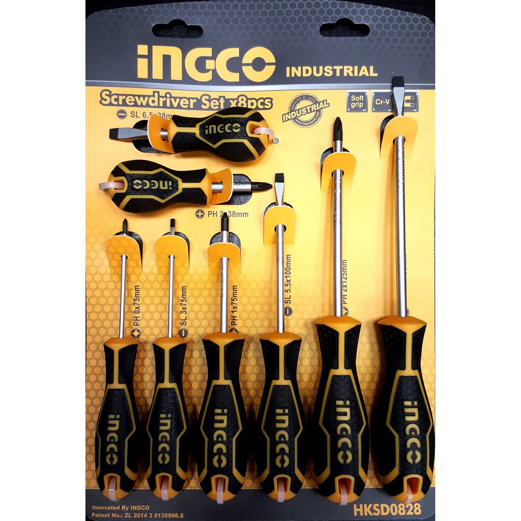 Bộ 8 tuốc nơ vít dẹp và bake đa năng INGCO HKSD0828