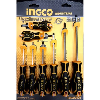 Bộ 8 tuốc nơ vít dẹp và bake đa năng INGCO HKSD0828