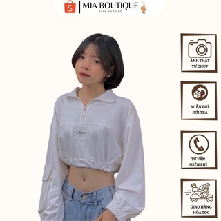 Áo croptop tay dài khoá cổ logo replei phong cách ulzzang mã 562 - mia boutique